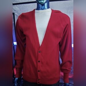 Knights Bridge Vintage Red Cardigan Sweater Mens Medium NWT Grandpa Core Retro